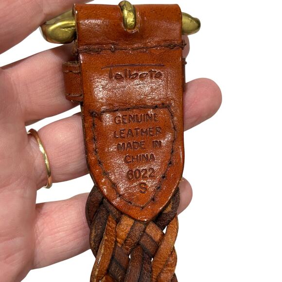 Talbots braided leather belt vintage brass buckle size S reddish brown - Picture 5 of 8